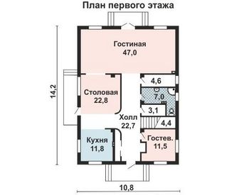Проект дома из блоков 10-2208
