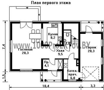 Проект дома из блоков 1158