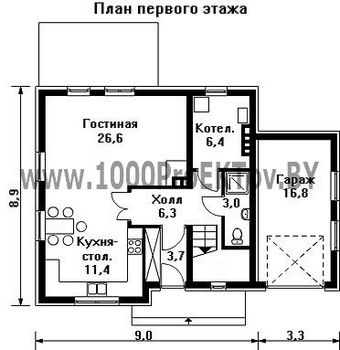 Проект дома из блоков 1300