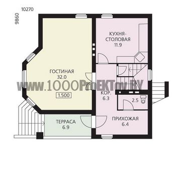 Проект дома из блоков 1105