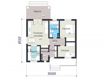 Проект каркасного дома 2-1