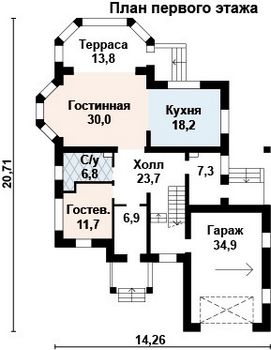 Проект дома из блоков 10-2119