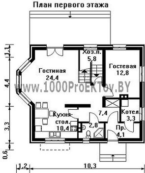 Проект дома из блоков 1263