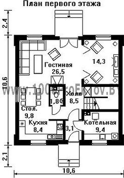 Проект дома из блоков 1150