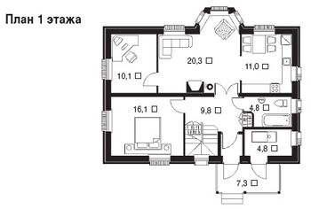 Проект дома из блоков 1547