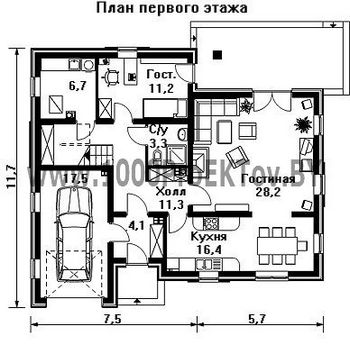 Проект дома из блоков 1180