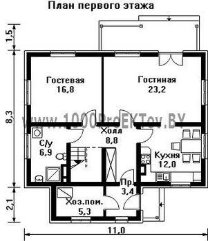 Проект дома из блоков 1225