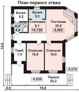 Проект дома из блоков 10-2131