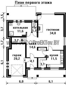 Проект дома из блоков 1530