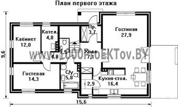 Проект дома из блоков 1236