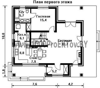 Проект дома из блоков 1285