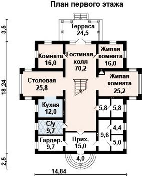 Проект дома из блоков 10-2127