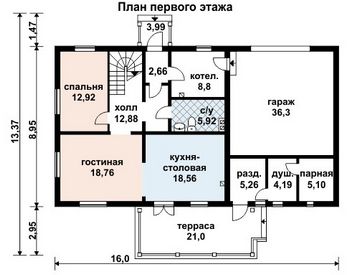 Проект дома из блоков 10-2070