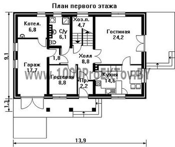Проект дома из блоков 1235