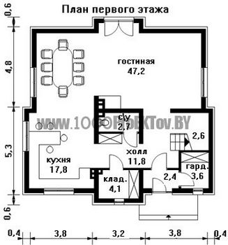 Проект дома из блоков 1528