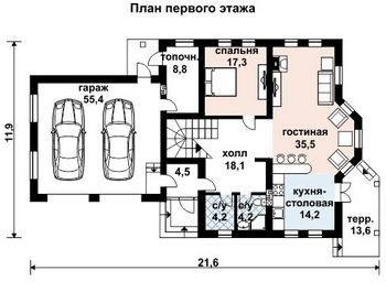 Проект дома из блоков 10-2056