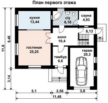 Проект дома из блоков 10-2091