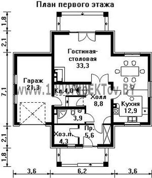 Проект дома из блоков 1244