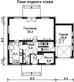 Проект дома из блоков 1152