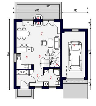 Проект дома из блоков 1580