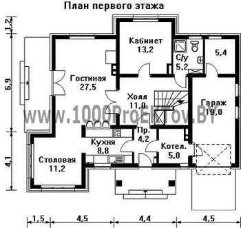 Проект дома из блоков 1405