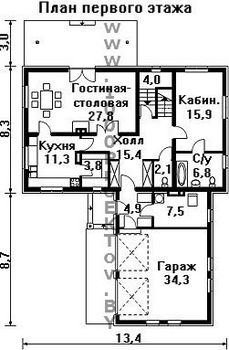 Проект дома из блоков 1408