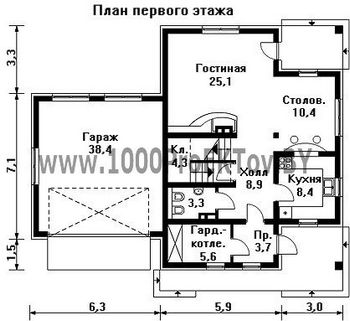 Проект дома из блоков 1490