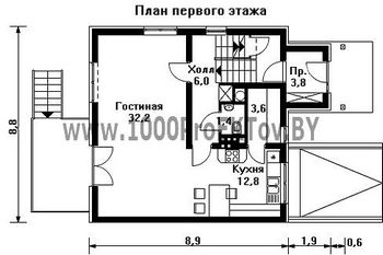 Проект дома из блоков 1450