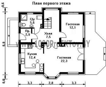 Проект дома из блоков 1307