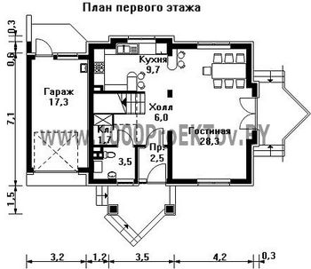 Проект дома из блоков 1396