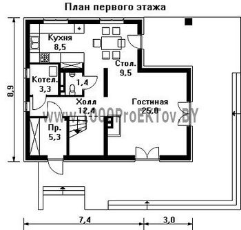 Проект дома из блоков 1281