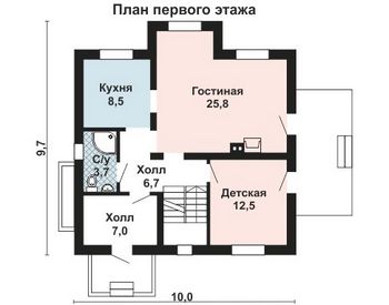 Проект дома из блоков 10-980