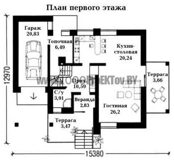 Проект дома из блоков 1505