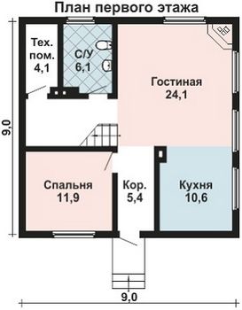 Проект дома из блоков 10-2102