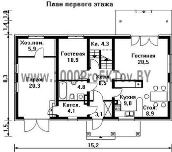 Проект дома из блоков 1185
