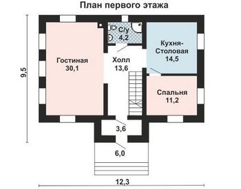 Проект дома из блоков 10-2196