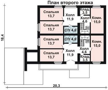 Проект дома из блоков 10-2128