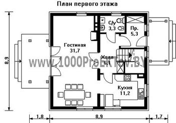 Проект дома из блоков 1135