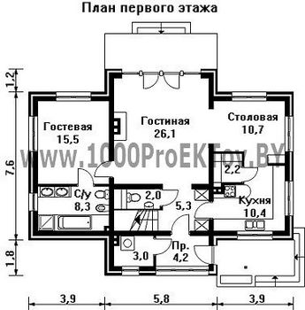 Проект дома из блоков 1383